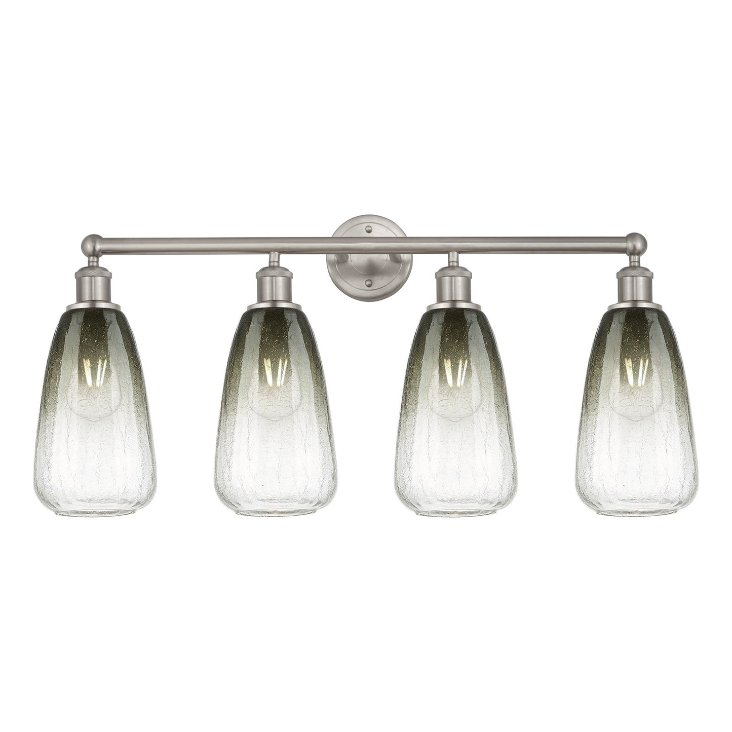 Innovations Brookhaven Almond 33in 4-Light Bath Vanity Light | Industrial Brushed Satin Nickel and Slate Glass | Bathroom | Model 616-4W-SN-G480-6SL