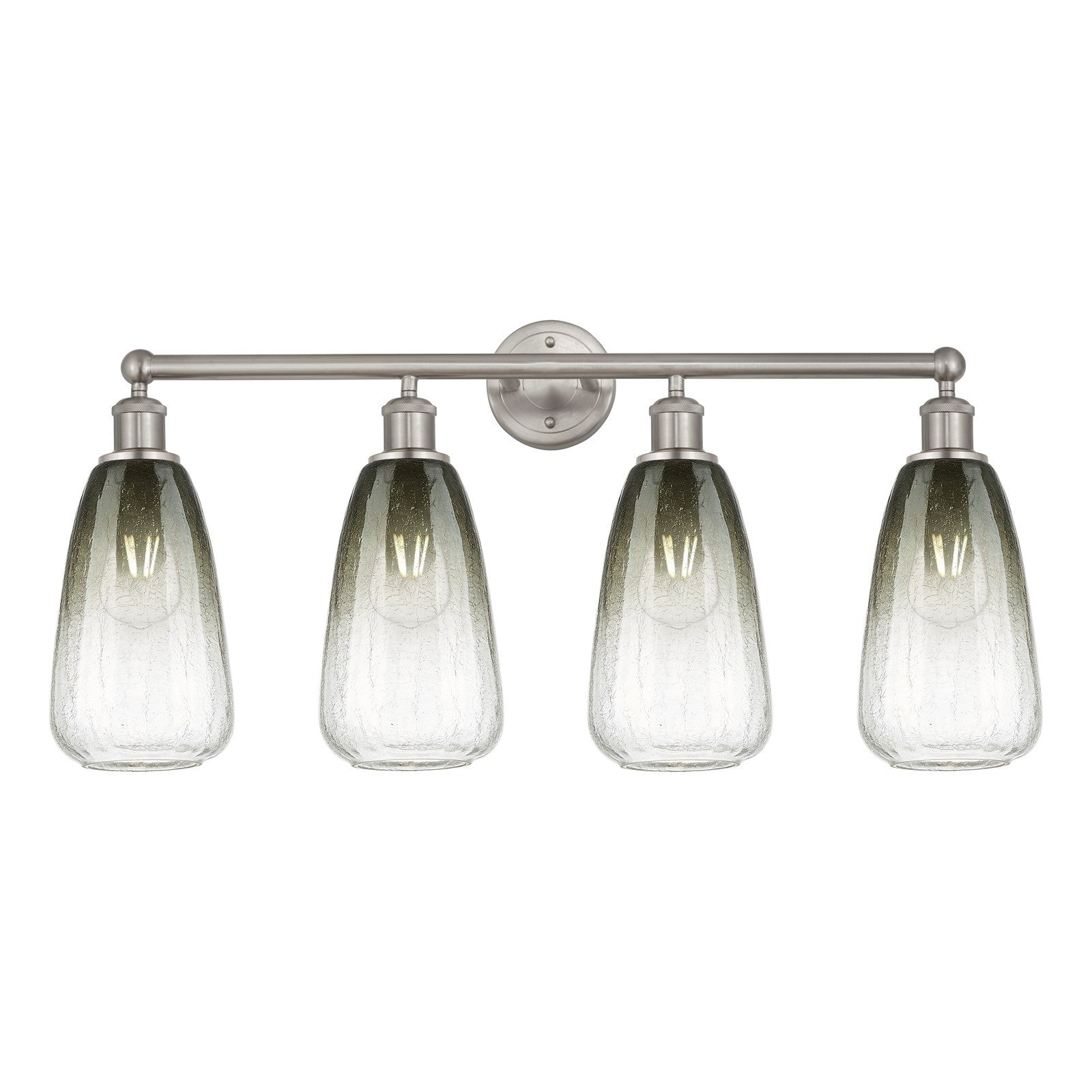 Innovations Brookhaven Almond 33in 4-Light Bath Vanity Light | Industrial Brushed Satin Nickel and Slate Glass | Bathroom | Model 616-4W-SN-G480-6SL