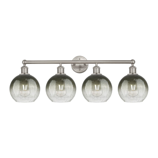 Innovations Brookhaven Globe 35in 4-Light Bath Vanity Light | Industrial Brushed Satin Nickel and Slate Glass | Bathroom Vanity | Model 616-4W-SN-G483-8SL