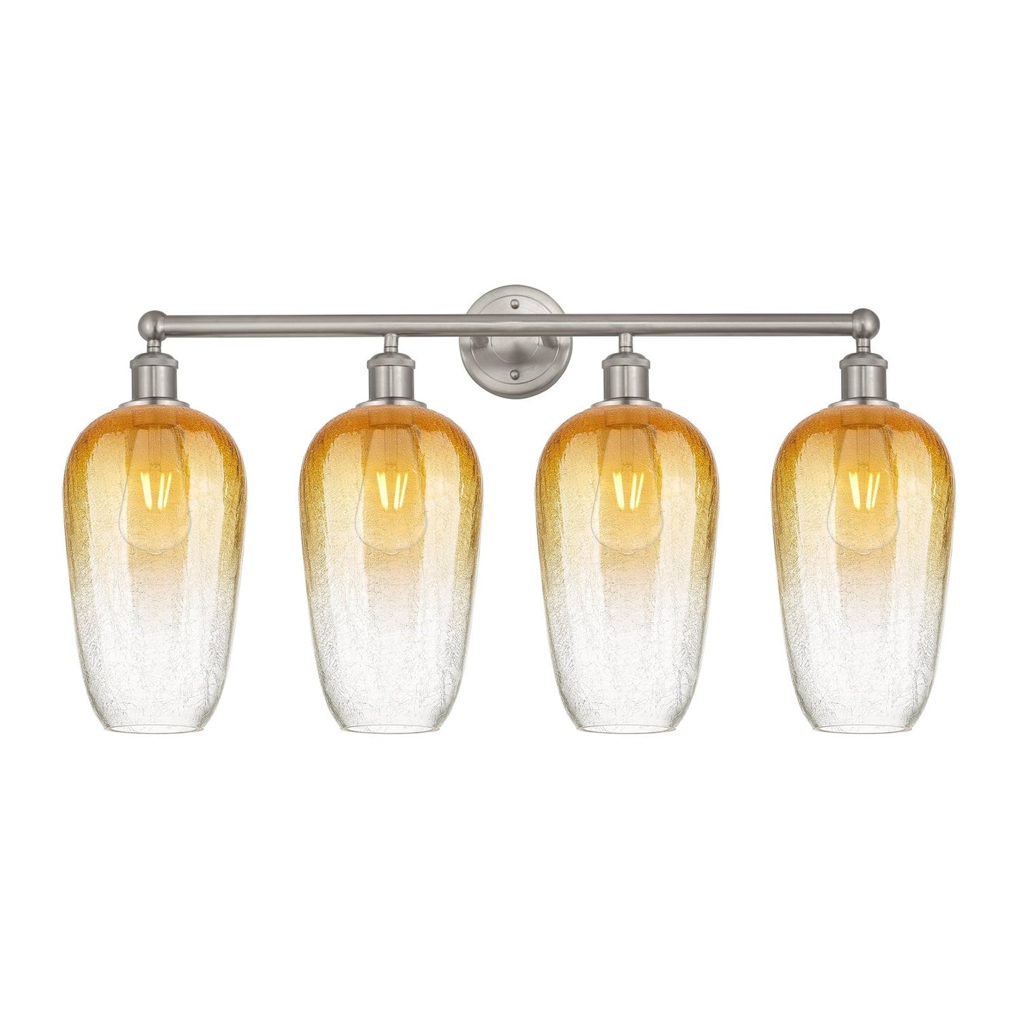 Innovations Brookhaven Flute 34in 4-Light Bath Vanity Light | Industrial Brushed Satin Nickel and Amber Glass | Bathroom Vanity | Model 616-4W-SN-G484-7AM