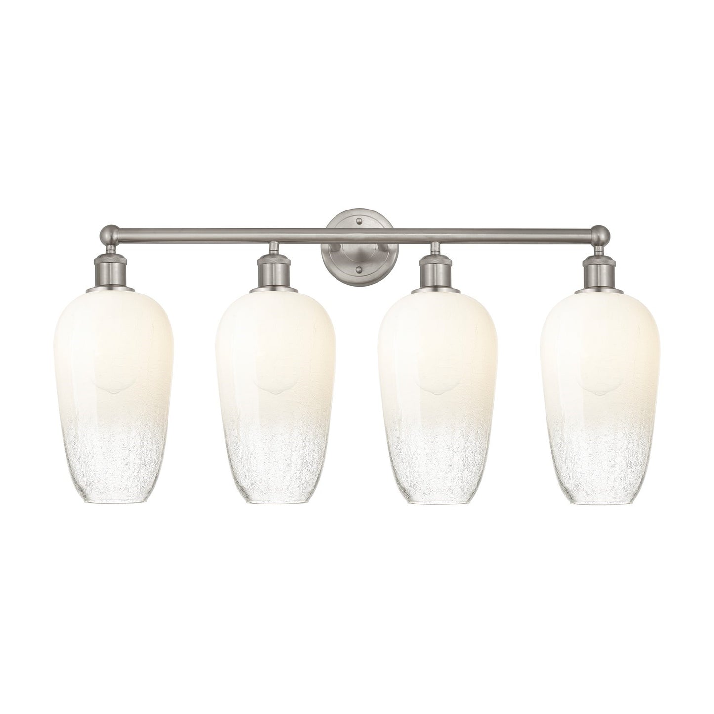 Innovations Brookhaven Flute 34in 4-Light Bath Vanity Light | Industrial Brushed Satin Nickel Steel and Opal Glass | Bathroom | Model 616-4W-SN-G484-7OP