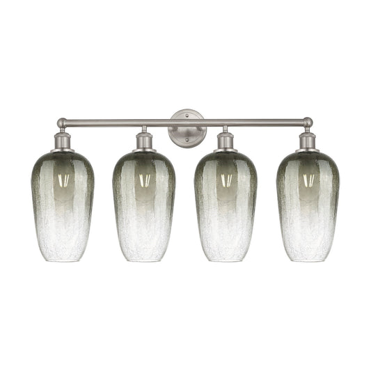 Innovations Brookhaven Flute 34in 4-Light Bath Vanity Light | Industrial Brushed Satin Nickel and Slate Glass | Kitchen & | Model 616-4W-SN-G484-7SL