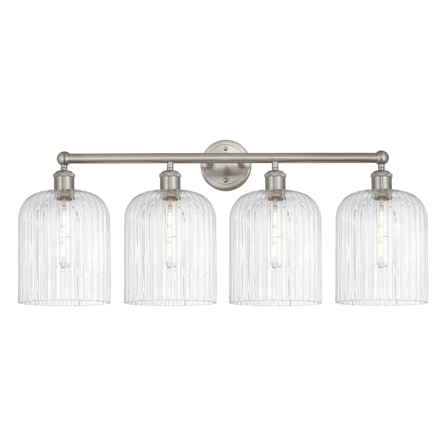 Innovations Bridal Veil 32in 4-Light Bath Vanity Light | Industrial Brushed Satin Nickel and Seedy Glass | Bathroom Vanity | Model 616-4W-SN-G559-8SDY