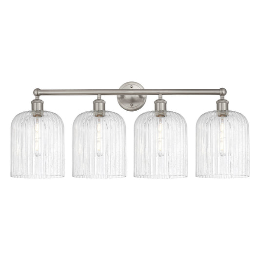 Innovations Bridal Veil 32in 4-Light Bath Vanity Light | Industrial Brushed Satin Nickel and Seedy Glass | Bathroom Vanity | Model 616-4W-SN-G559-8SDY