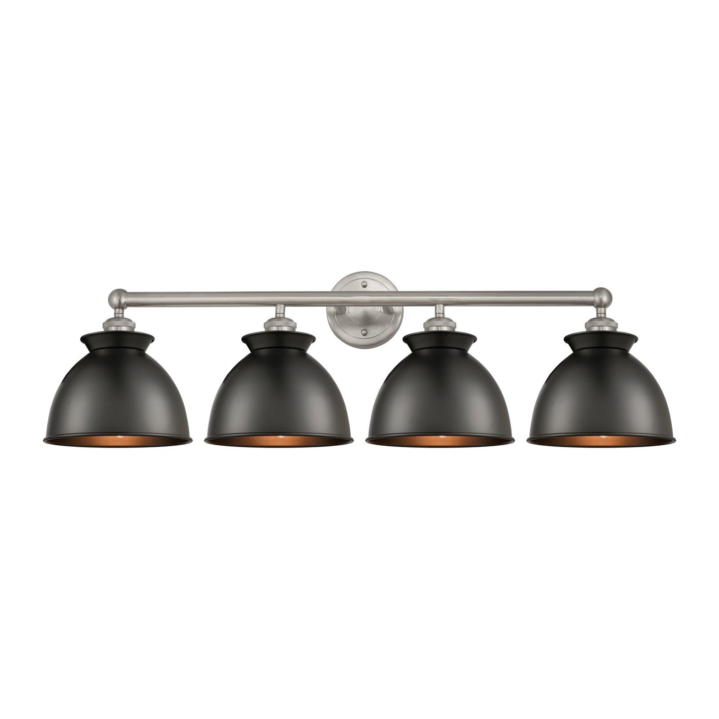 Innovations Adirondack 35in 4-Light Bath Vanity Light | Industrial Brushed Satin Nickel and Matte Black Metal | Bathroom Vanity | Model 616-4W-SN-M14-BK