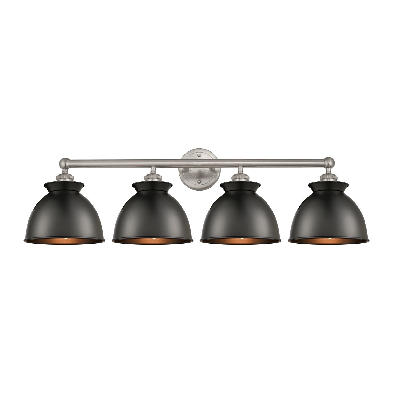 Innovations Adirondack 35in 4-Light Bath Vanity Light | Industrial Brushed Satin Nickel and Matte Black Metal | Bathroom Vanity | Model 616-4W-SN-M14-BK