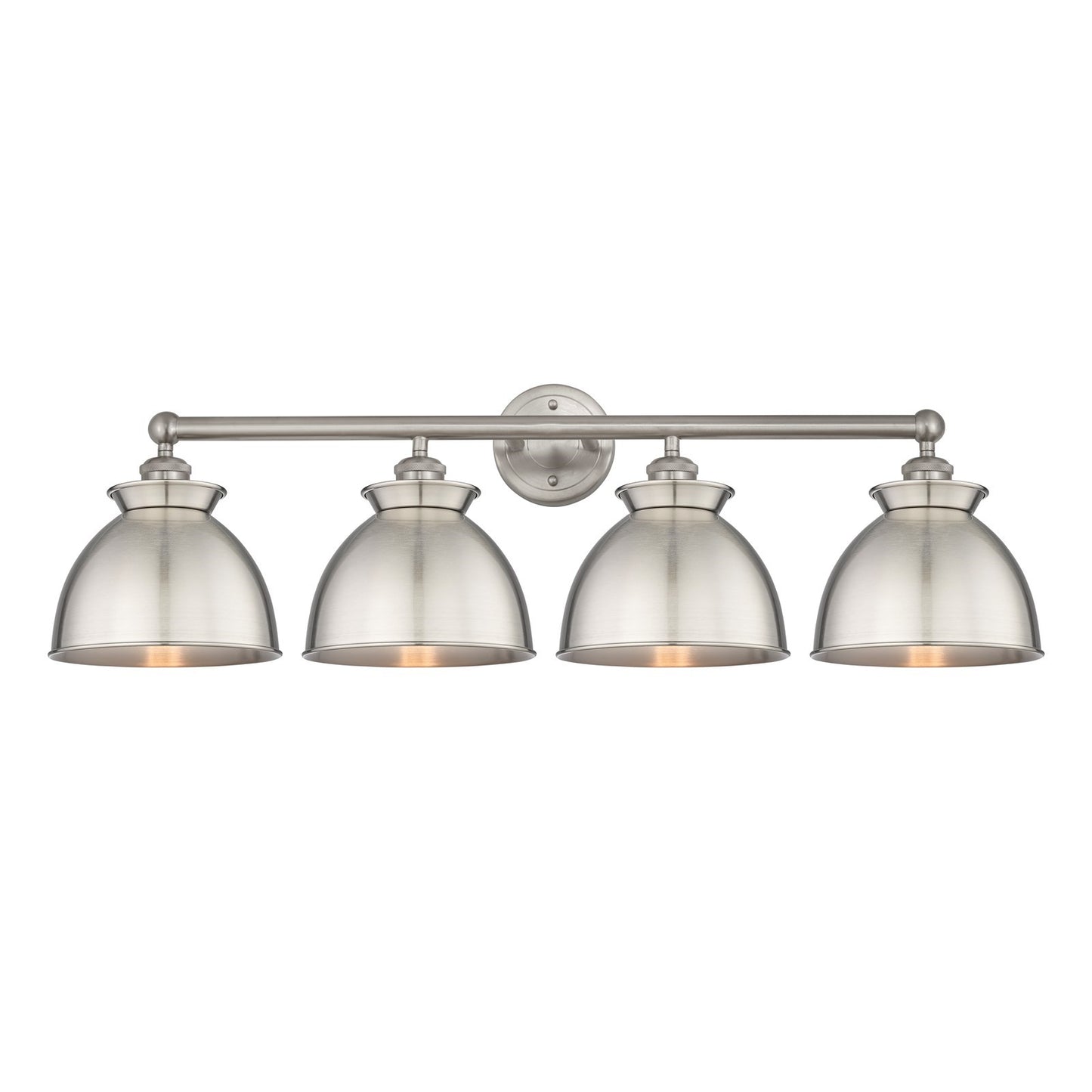 Innovations Adirondack 35in 4-Light Bath Vanity Light | Industrial Farmhouse Brushed Satin Nickel Steel and Metal Shade | Model 616-4W-SN-M14-SN