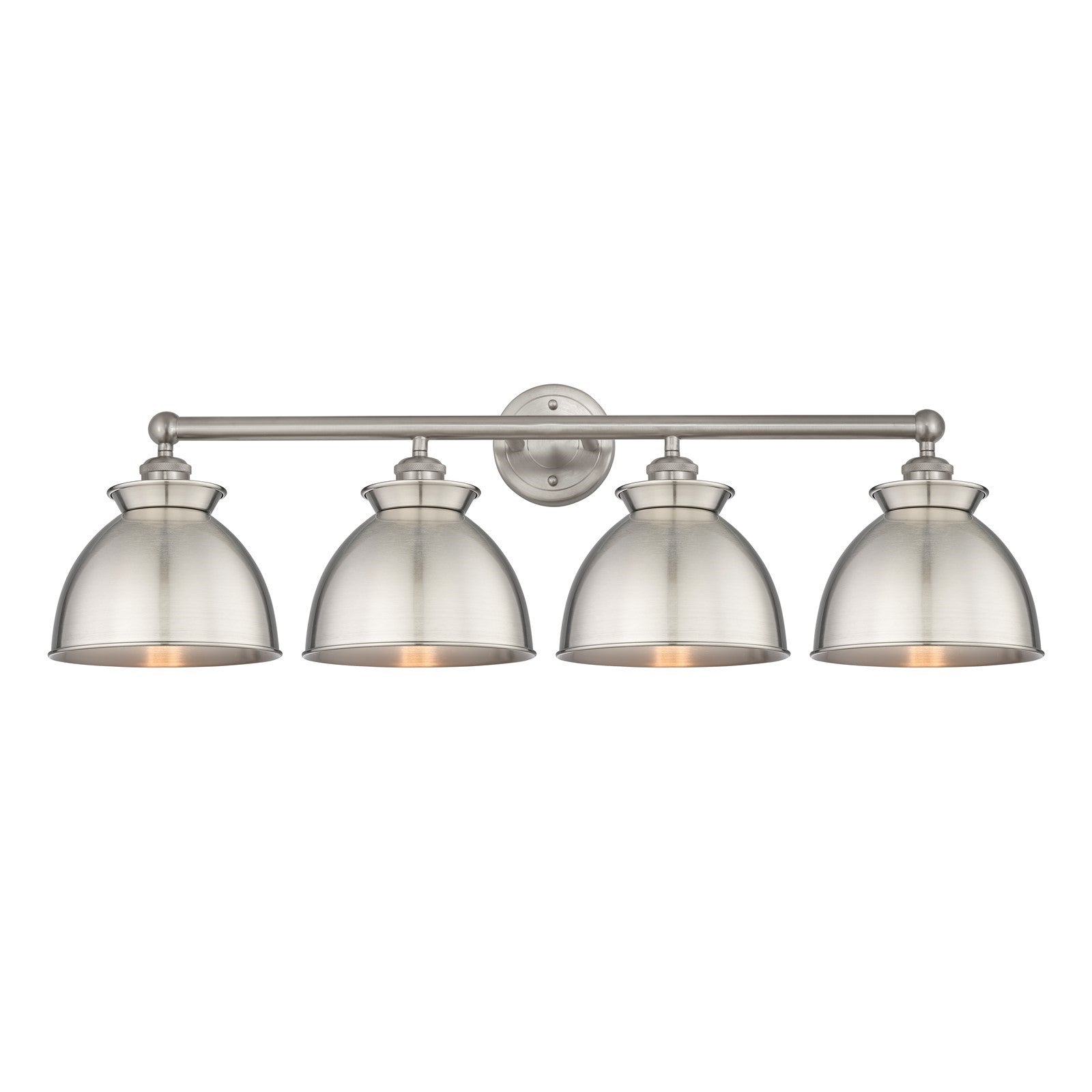 Innovations Adirondack 35in 4-Light Bath Vanity Light | Industrial Farmhouse Brushed Satin Nickel Steel and Metal Shade | Model 616-4W-SN-M14-SN