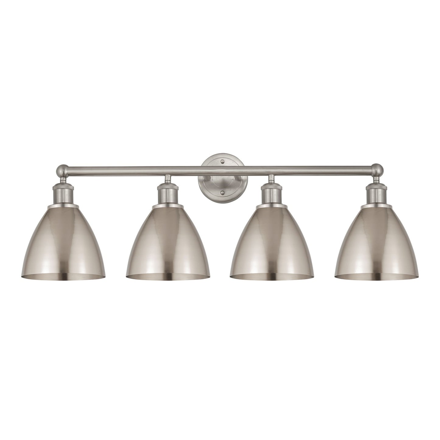 Innovations Bristol 35in 4-Light Bath Vanity Light | Industrial Farmhouse Brushed Satin Nickel Steel and Metal Shade | Model 616-4W-SN-MBD-75-SN