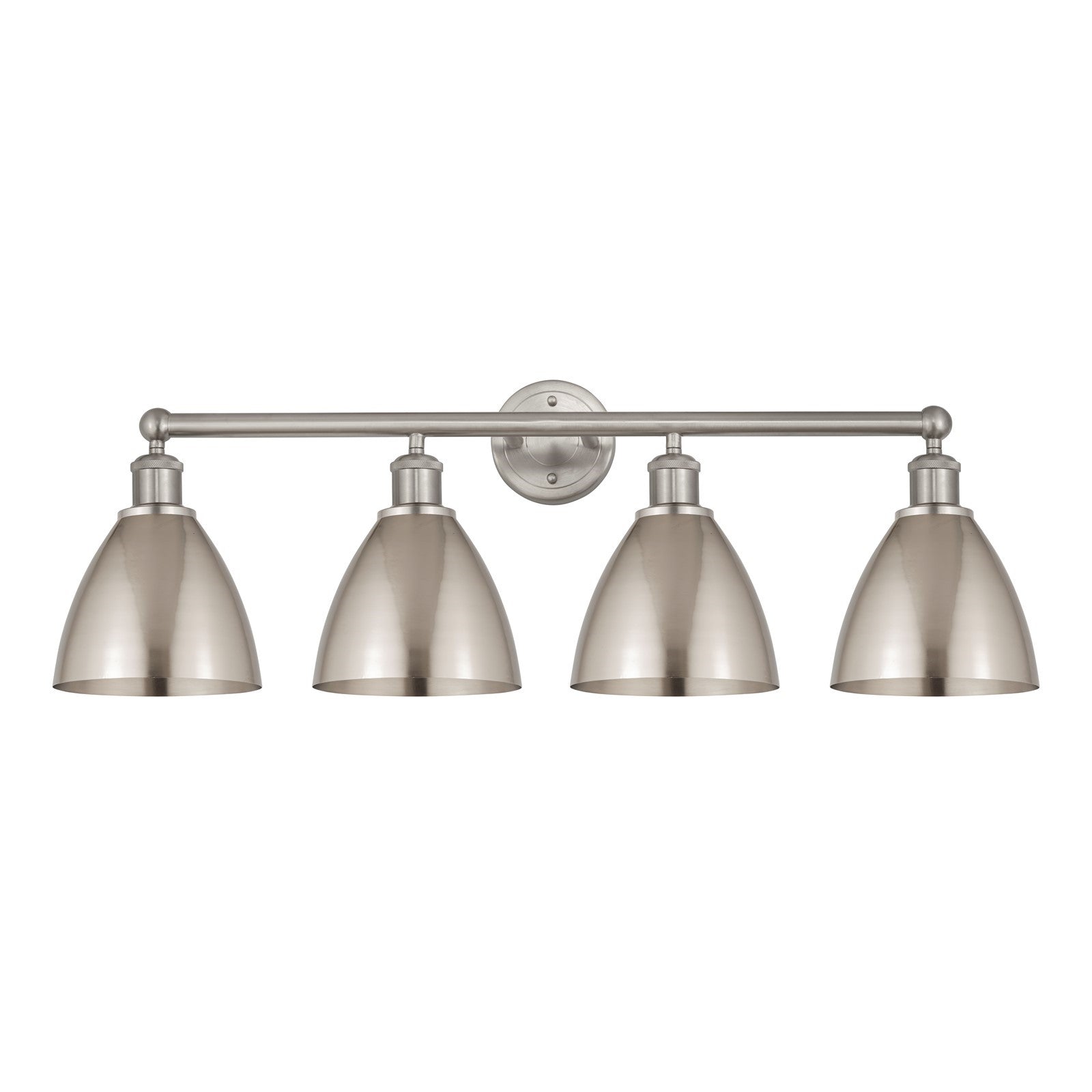 Innovations Bristol 35in 4-Light Bath Vanity Light | Industrial Farmhouse Brushed Satin Nickel Steel and Metal Shade | Model 616-4W-SN-MBD-75-SN