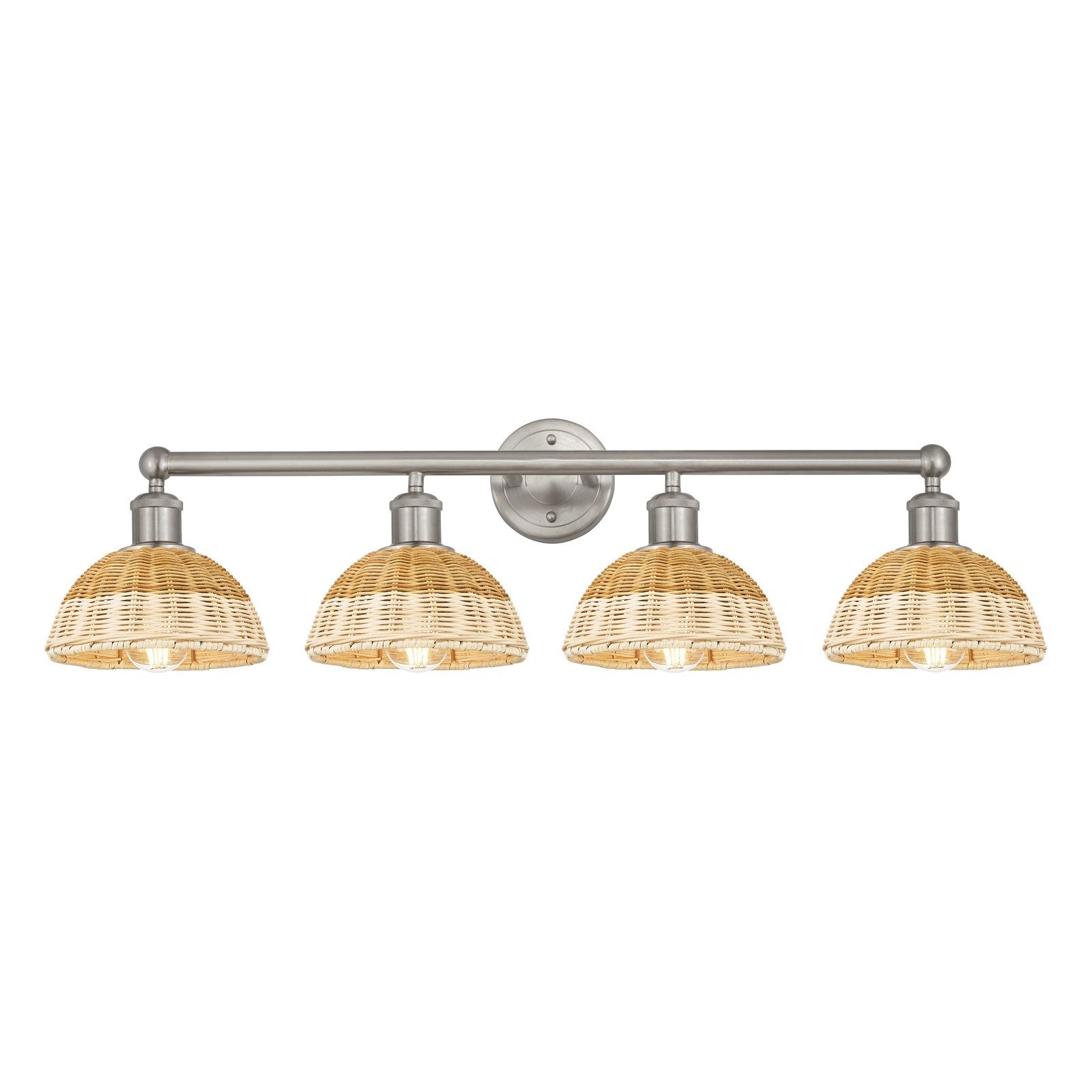 Innovations Lighting Bristol Natural II 35in 4-Light Bath Vanity Light | Industrial Brushed Satin Nickel and Natural Fiber | Model 616-4W-SN-NBD2-75-NAT
