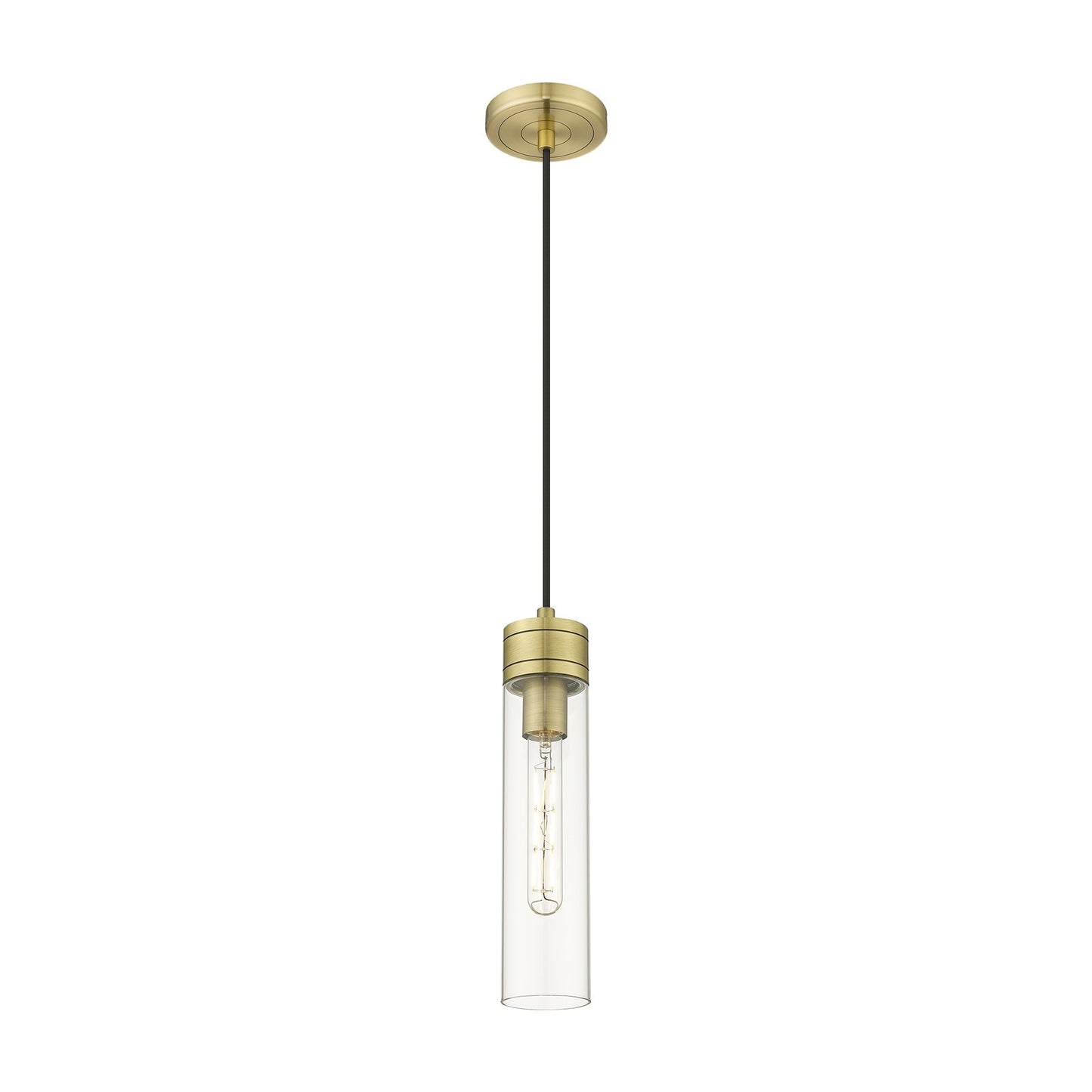 Innovations Boreas 3in 1-Light Mini Pendant | Contemporary Art Deco Antique Brass Steel and Clear Glass | Kitchen Island & | Model 617-1P-AB-G617-11CL