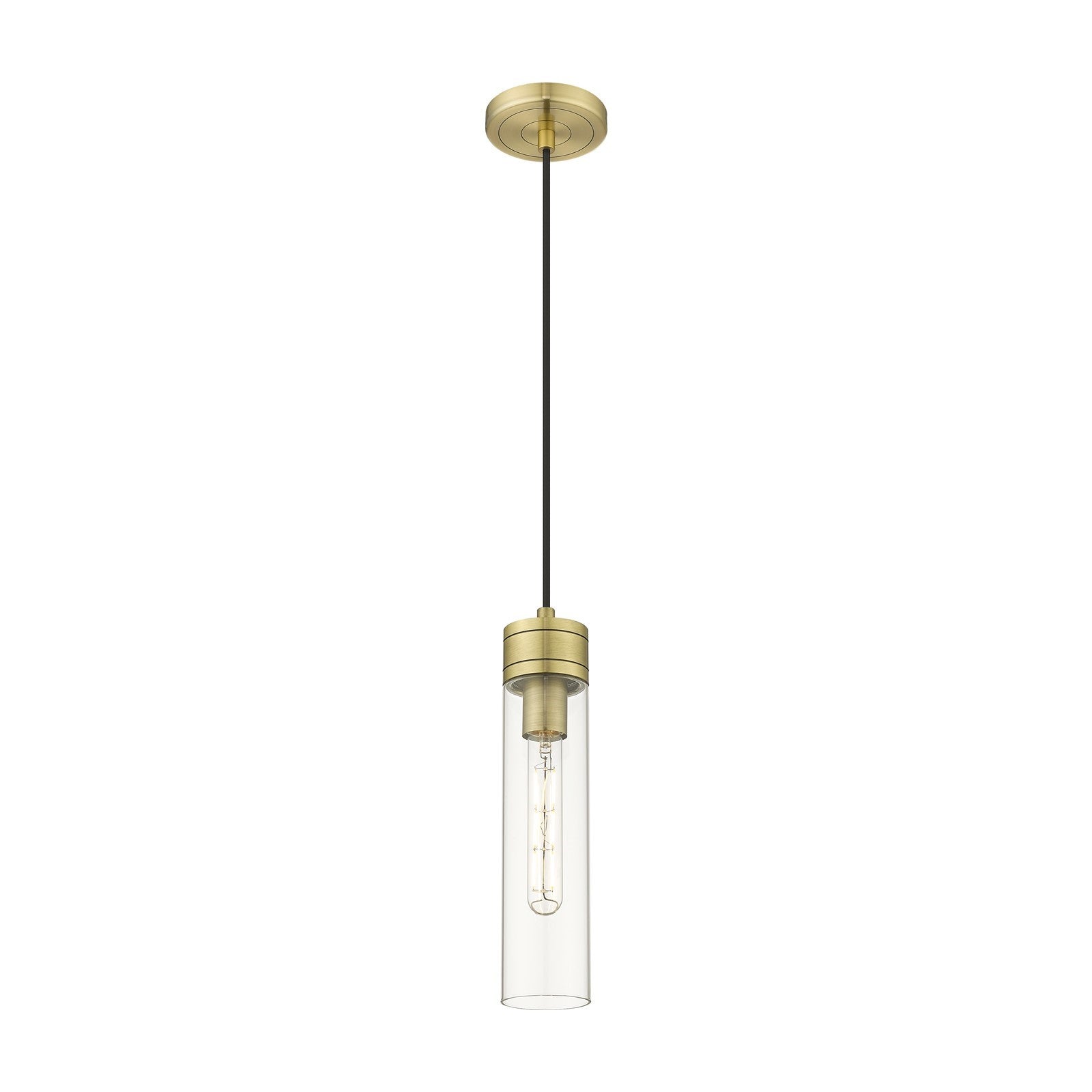 Innovations Boreas 3in 1-Light Mini Pendant | Contemporary Art Deco Antique Brass Steel and Clear Glass | Kitchen Island & | Model 617-1P-AB-G617-11CL