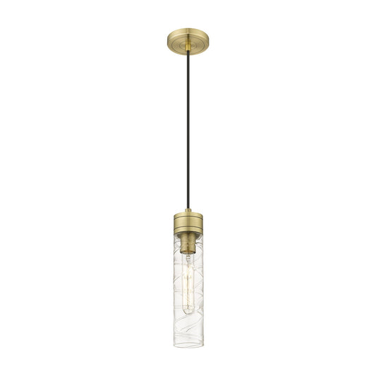 Innovations Boreas 3in 1-Light Mini Pendant | Contemporary Art Deco Antique Brass Steel and Deco Swirl Glass | Kitchen Island | Model 617-1P-AB-G617-11DE