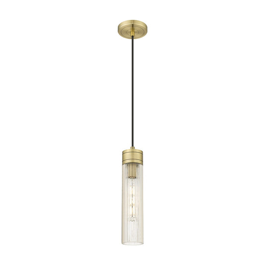 Innovations Boreas 3in 1-Light Mini Pendant | Contemporary Art Deco Antique Brass Steel and Striped Clear Glass | Kitchen | Model 617-1P-AB-G617-11SCL