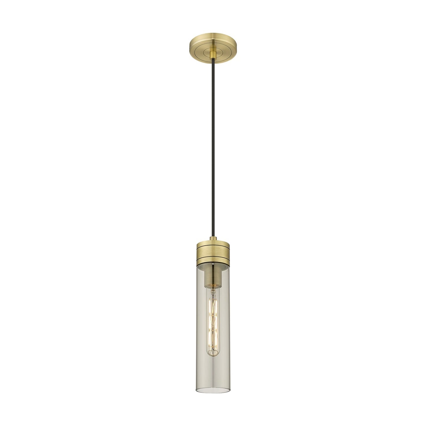 Innovations Boreas 3in 1-Light Mini Pendant | Contemporary Art Deco Antique Brass and Light Smoke Glass | Kitchen Island & | Model 617-1P-AB-G617-11SM