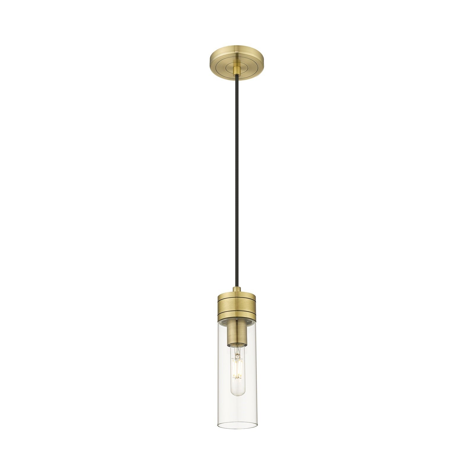 Innovations Boreas 3in 1-Light Mini Pendant | Contemporary Art Deco Antique Brass and Clear Glass | Kitchen Island & Dining | Model 617-1P-AB-G617-8CL