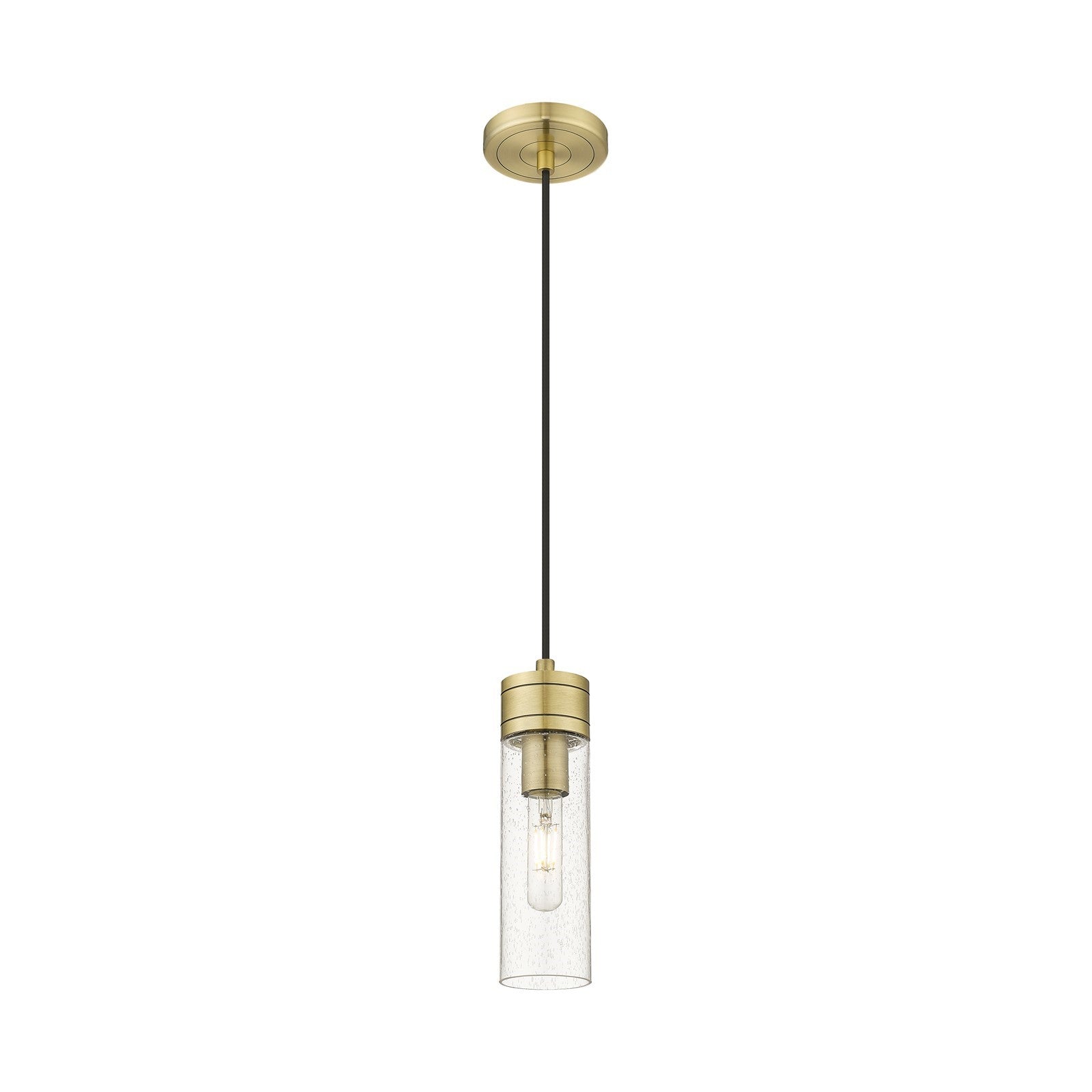 Innovations Boreas 3in 1-Light Mini Pendant | Contemporary Art Deco Antique Brass Steel and Seedy Glass | Kitchen Island & | Model 617-1P-AB-G617-8SDY