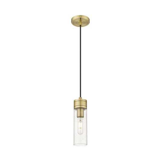 Innovations Boreas 3in 1-Light Mini Pendant | Contemporary Art Deco Antique Brass Steel and Seedy Glass | Kitchen Island & | Model 617-1P-AB-G617-8SDY