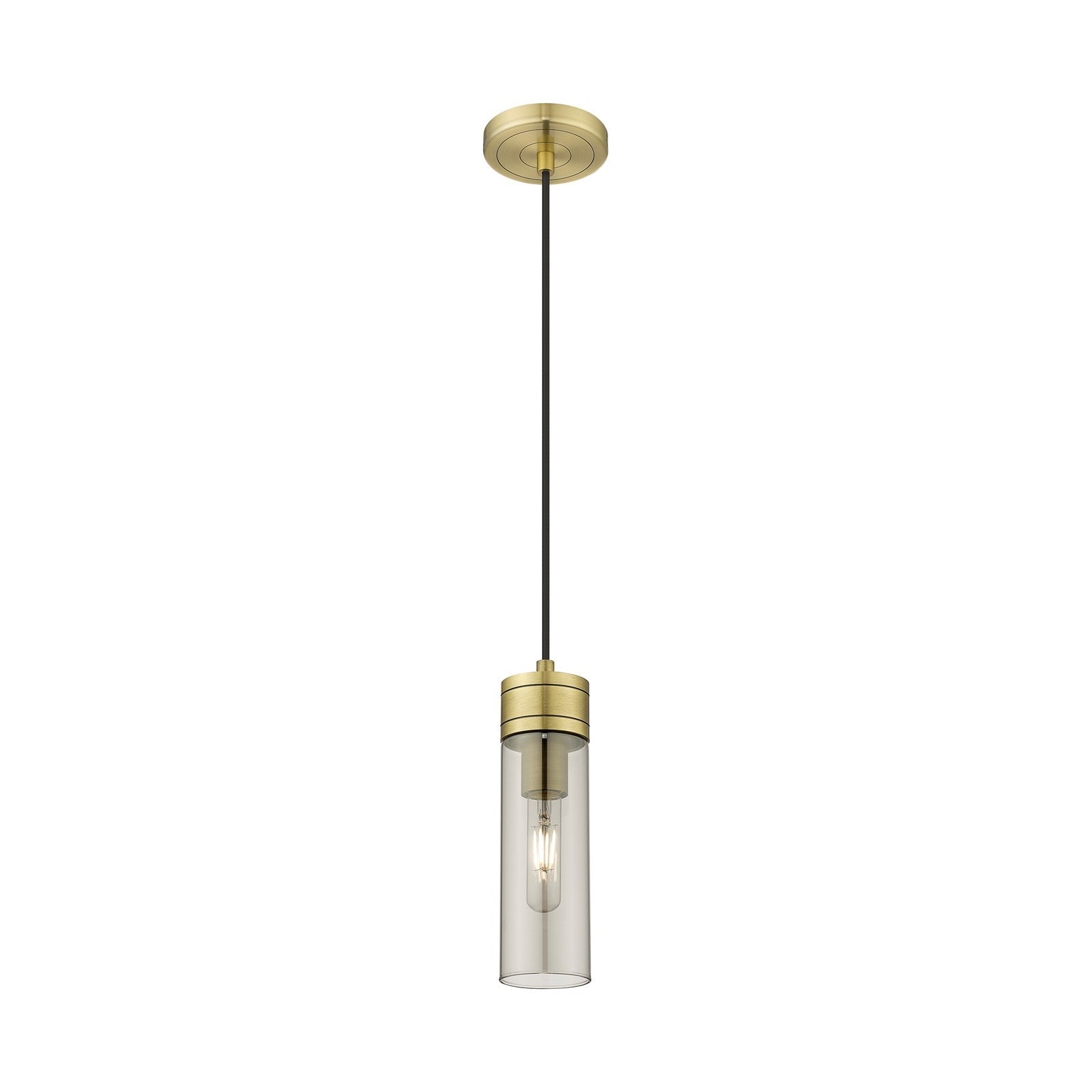Innovations Boreas 3in 1-Light Mini Pendant | Contemporary Art Deco Antique Brass Steel and Light Smoke Glass | Kitchen Island | Model 617-1P-AB-G617-8SM