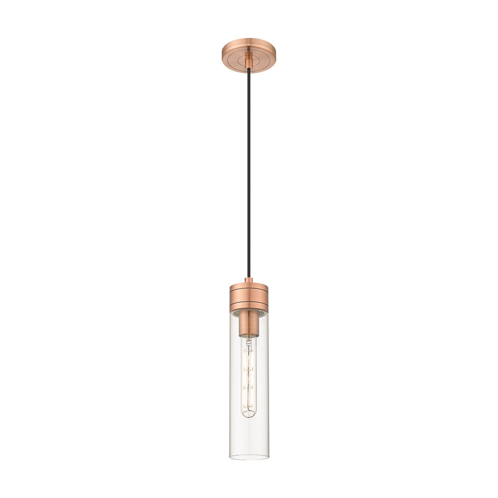 Innovations Boreas 3in 1-Light Mini Pendant | Contemporary Art Deco Antique Copper Steel and Clear Glass | Kitchen Island & | Model 617-1P-AC-G617-11CL