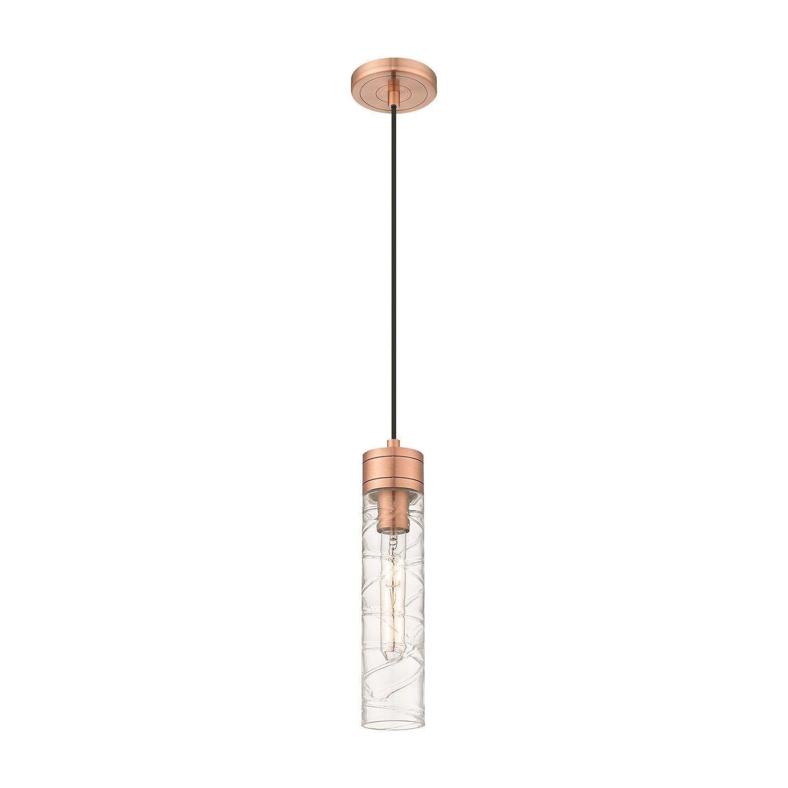 Innovations Boreas 3in 1-Light Mini Pendant | Contemporary Art Deco Antique Copper Steel and Deco Swirl Glass | Kitchen Island | Model 617-1P-AC-G617-11DE