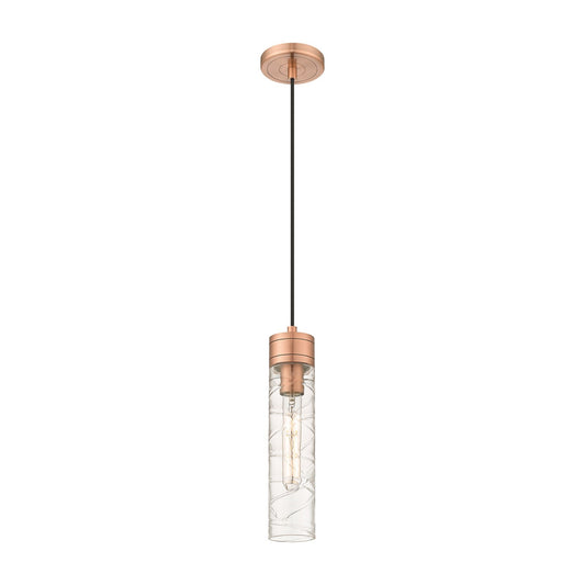 Innovations Boreas 3in 1-Light Mini Pendant | Contemporary Art Deco Antique Copper Steel and Deco Swirl Glass | Kitchen Island | Model 617-1P-AC-G617-11DE