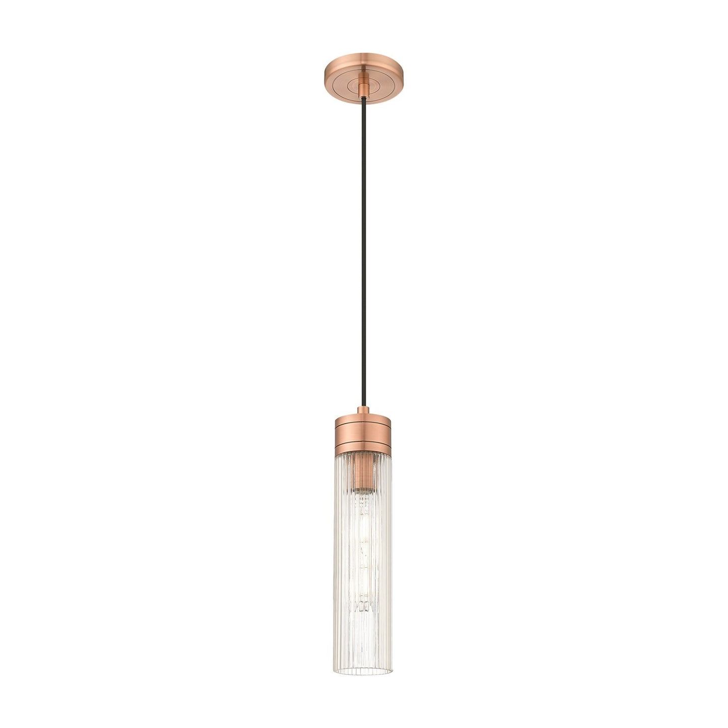 Innovations Boreas 3in 1-Light Mini Pendant | Contemporary Art Deco Antique Copper Steel and Striped Clear Glass | Kitchen | Model 617-1P-AC-G617-11SCL