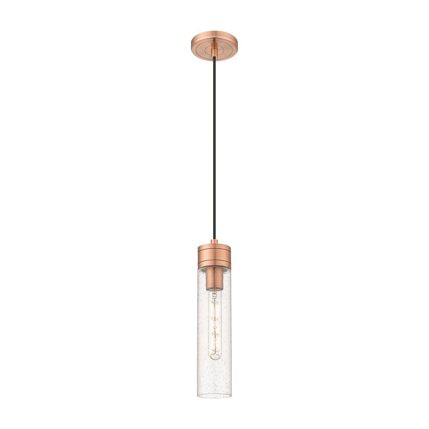 Innovations Boreas 3in 1-Light Mini Pendant | Contemporary Art Deco Antique Copper Steel and Seedy Glass | Kitchen Island & | Model 617-1P-AC-G617-11SDY