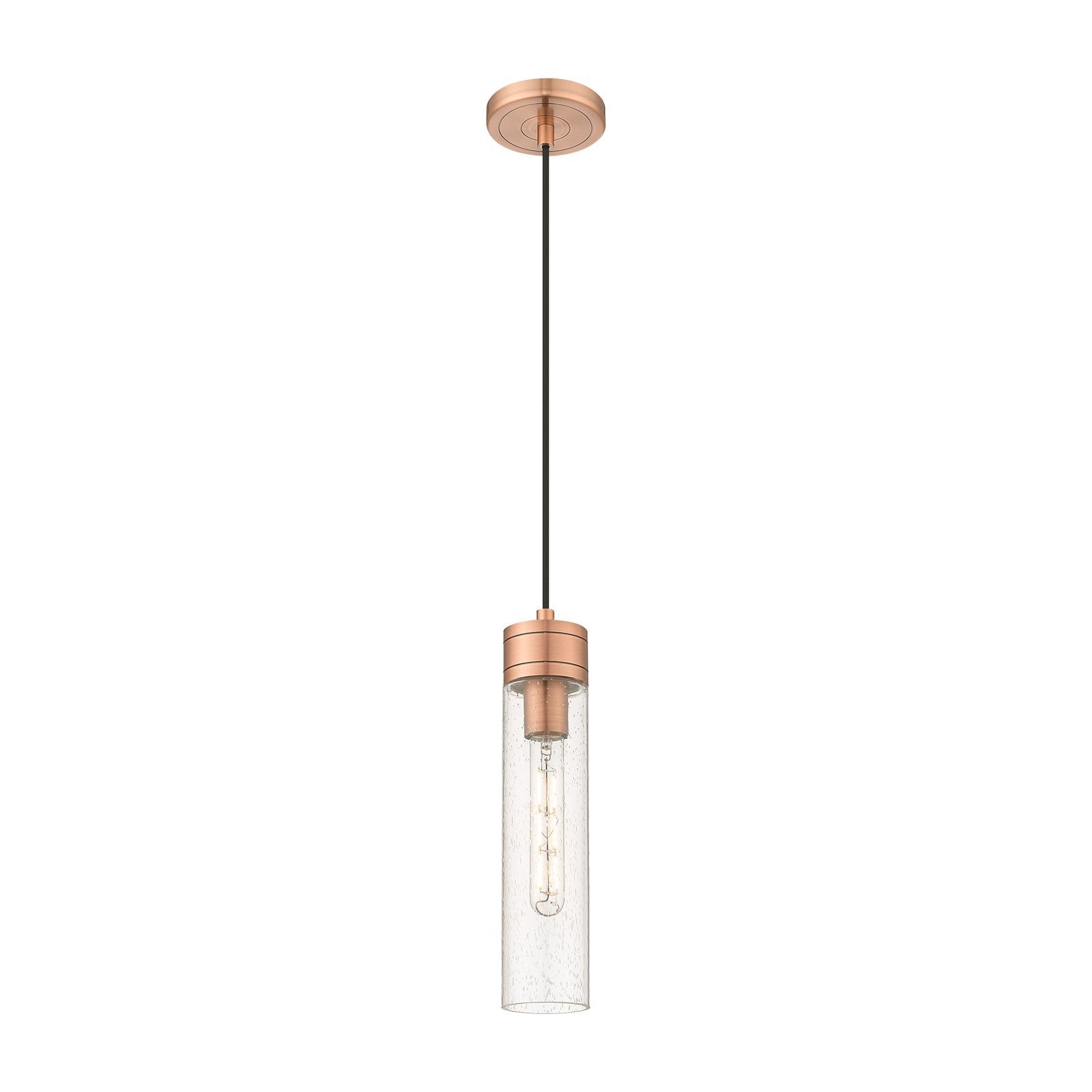 Innovations Boreas 3in 1-Light Mini Pendant | Contemporary Art Deco Antique Copper Steel and Seedy Glass | Kitchen Island & | Model 617-1P-AC-G617-11SDY