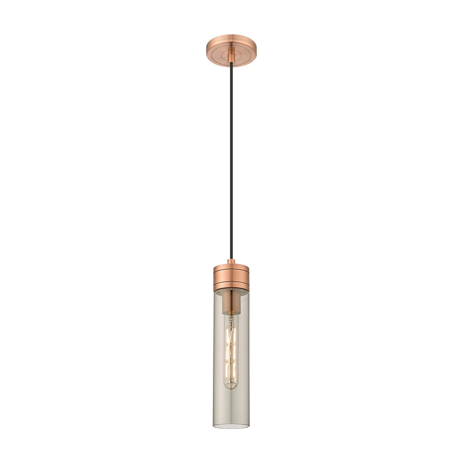 Innovations Boreas 3in 1-Light Mini Pendant | Contemporary Art Deco Antique Copper Steel and Light Smoke Glass | Kitchen | Model 617-1P-AC-G617-11SM