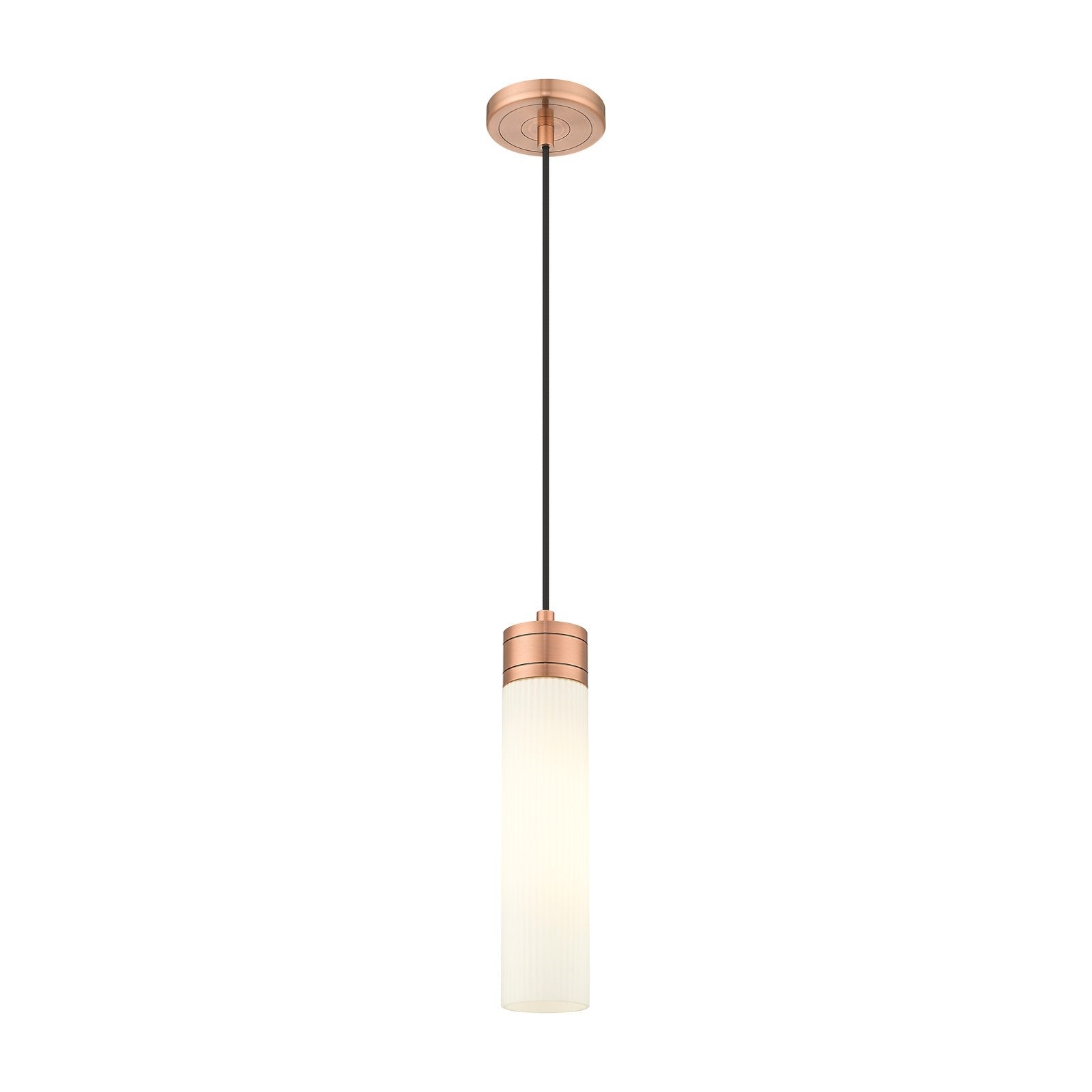Innovations Boreas 3in 1-Light Mini Pendant | Contemporary Art Deco Antique Copper and Striped White Frosted Glass | Kitchen | Model 617-1P-AC-G617-11SWH