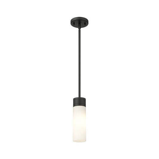 Innovations Ballston Boreas 3in 1-Light Mini Pendant | Contemporary Matte Black Steel and Striped White Glass | Kitchen Island | Model 617-1S-BK-G617-8SWH