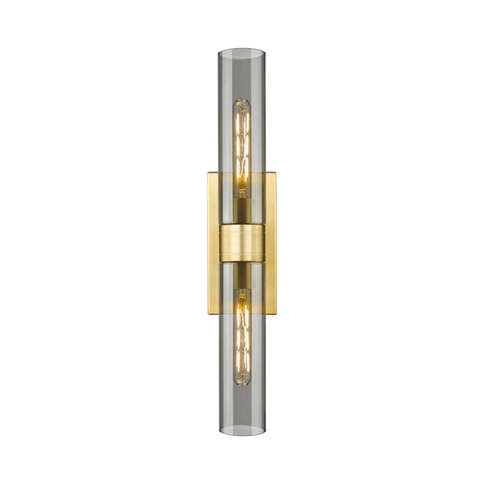 Innovations Ballston Urban 24in 2-Light Vanity Light | Art Deco Satin Gold Steel and Plated Smoke Glass | Bathroom & Powder | Model 617-2W-SG-G617-11SM