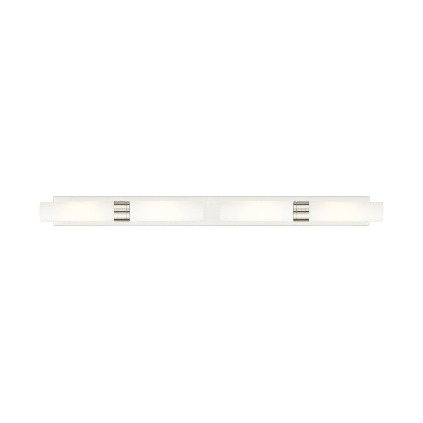 Innovations Boreas 51in 4-Light Bath Vanity Light | Contemporary Art Deco Satin Nickel and White Frosted Glass | Bathroom | Model 617L-4W-SN-G617-11WH