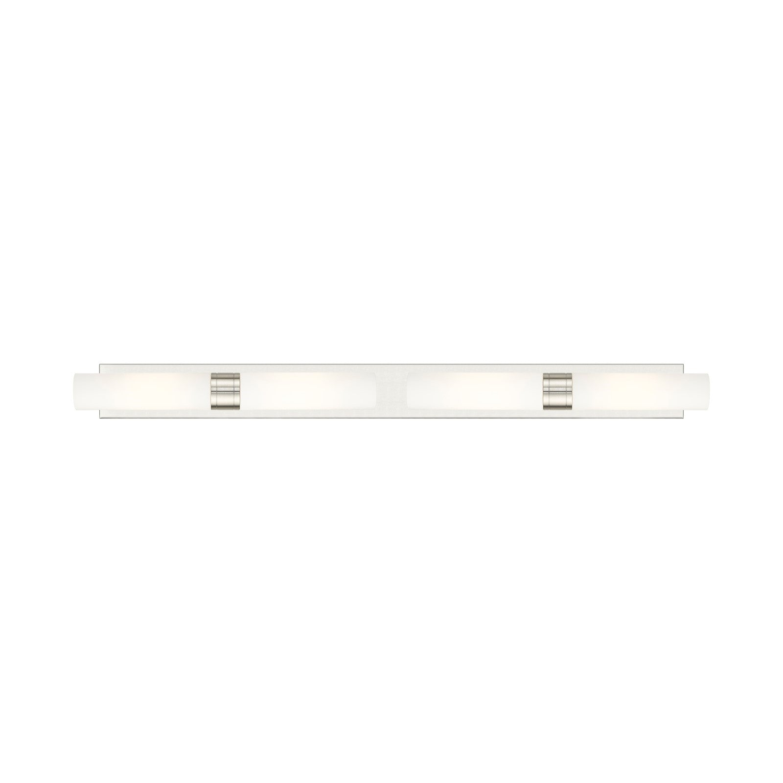 Innovations Boreas 51in 4-Light Bath Vanity Light | Contemporary Art Deco Satin Nickel and White Frosted Glass | Bathroom | Model 617L-4W-SN-G617-11WH