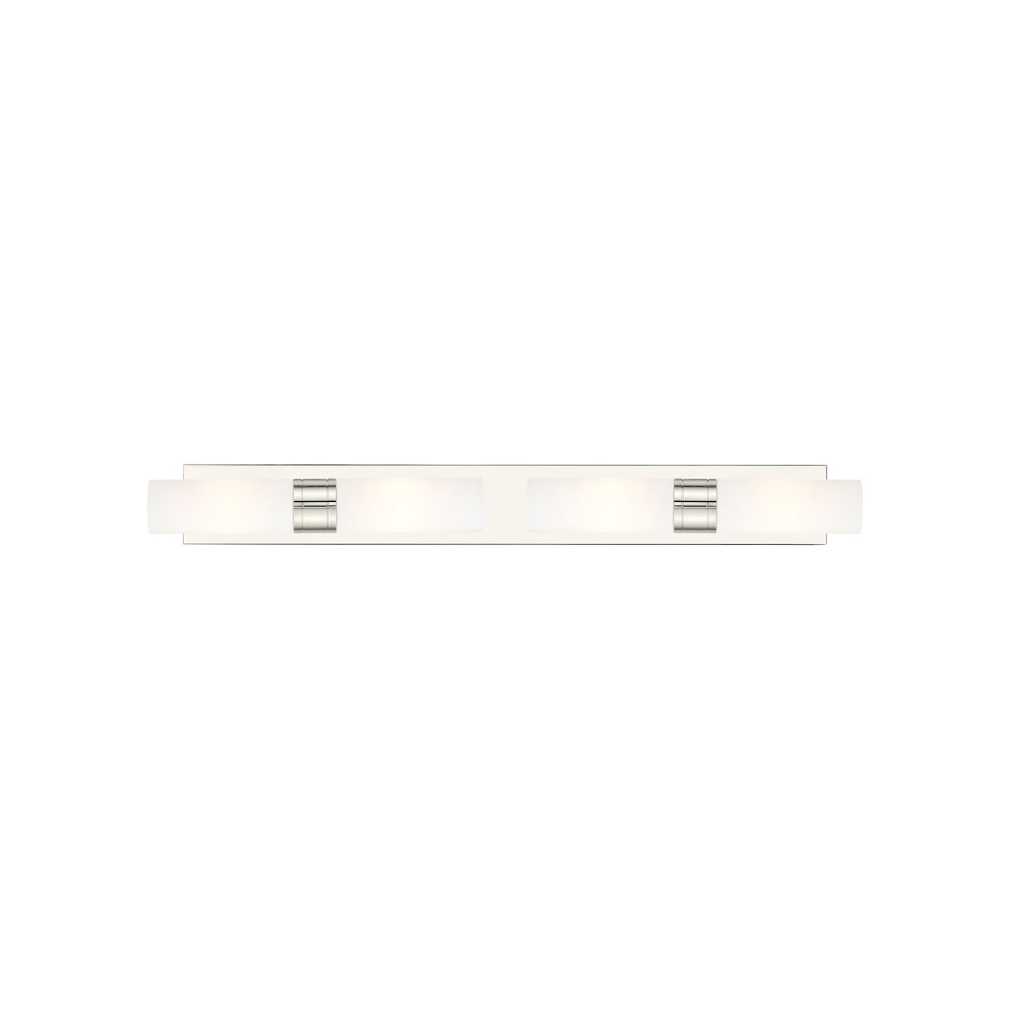 Innovations Boreas 39in 4-Light Bath Vanity Light | Contemporary Art Deco Polished Nickel and White Frosted Glass | Bathroom | Model 617S-4W-PN-G617-8WH