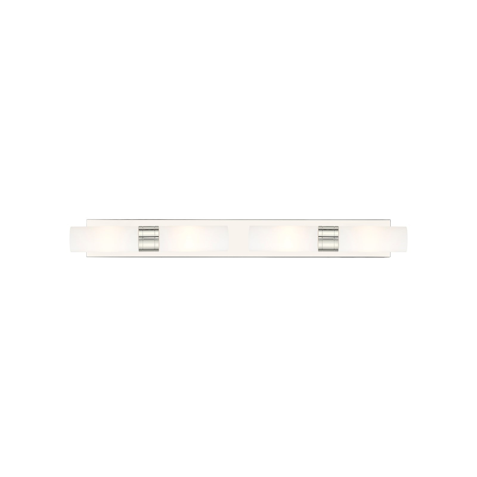 Innovations Boreas 39in 4-Light Bath Vanity Light | Contemporary Art Deco Polished Nickel and White Frosted Glass | Bathroom | Model 617S-4W-PN-G617-8WH