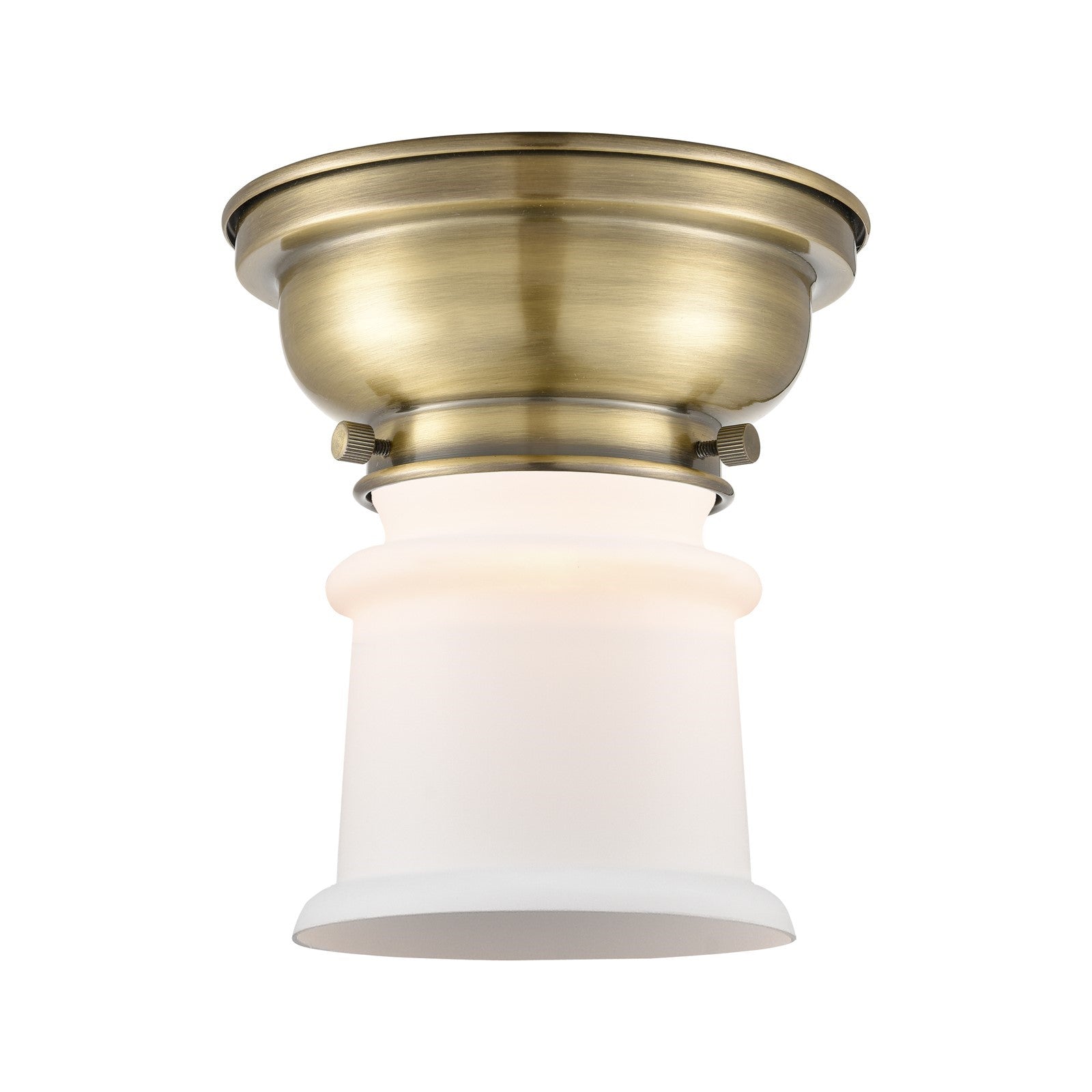 Innovations Canton 6in 1-Light Flush Mount | Industrial Antique Brass and Matte White Frosted Glass | Hallway & Entryway | 5.25 x | Model 623-1F-AB-G181S