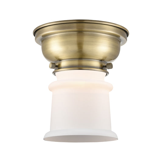 Innovations Canton 6in 1-Light Flush Mount | Industrial Antique Brass and Matte White Frosted Glass | Hallway & Entryway | 5.25 x | Model 623-1F-AB-G181S