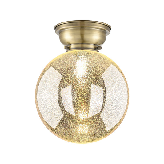 Innovations Beacon 10in 1-Light Flush Mount | Industrial Antique Brass Steel and Mercury Seeded Glass | Entryway & Hallway | 10 | Model 623-1F-AB-G208-10