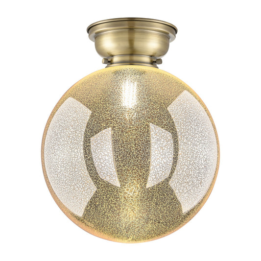 Innovations Beacon 12in 1-Light Flush Mount | Industrial Antique Brass and Mercury Seeded Glass | Entryway & Hallway | 12 x 12 x | Model 623-1F-AB-G208-12