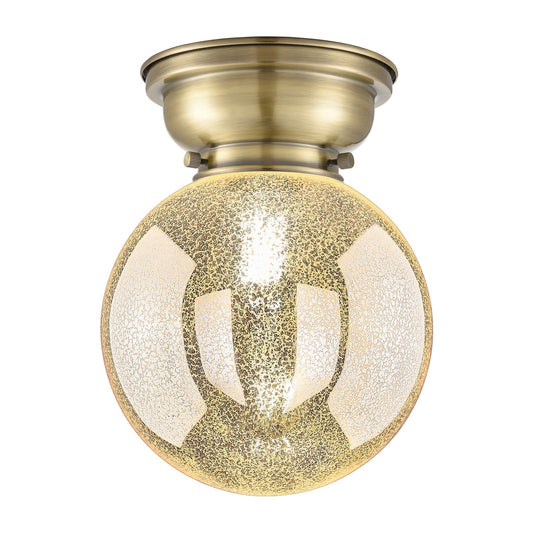 Innovations Beacon 8in 1-Light Flush Mount | Industrial Antique Brass Steel and Mercury Seeded Glass | Hallway & Bathroom | 8 x 8 | Model 623-1F-AB-G208-8