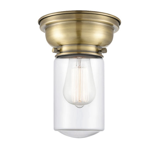 Innovations 312 Dover 1 Light Flush Mount, Antique Brass/Clear