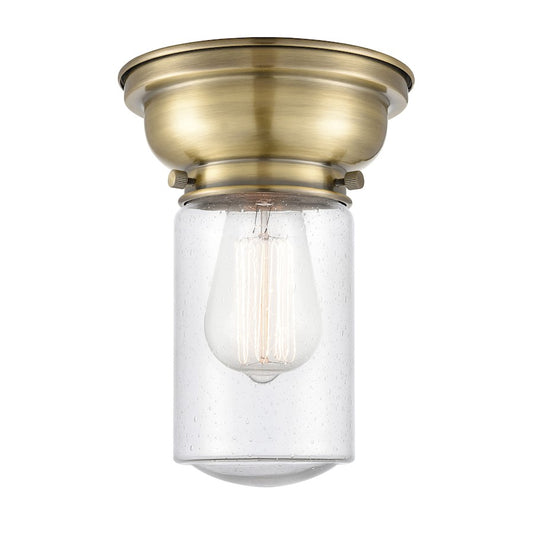 Innovations 314 Dover 1 Light Flush Mount, Antique Brass/Seedy