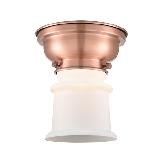 Innovations Canton 6in 1-Light Flush Mount | Industrial Antique Copper and Matte White Frosted Glass | Hallway & Bathroom | Model 623-1F-AC-G181S-LED