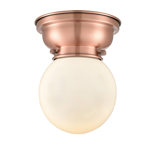Innovations Beacon 1 Light Flush Mount, Copper/Matte White