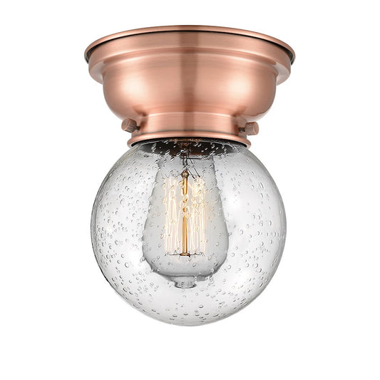 Innovations Beacon 1 Light Flush Mount, Antique Copper/Seedy