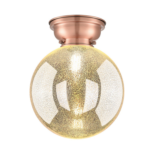 Innovations Beacon 10in 1-Light Flush Mount | Industrial Antique Copper and Mercury Seeded Glass | Entryway & Hallway | 10 x 10 | Model 623-1F-AC-G208-10