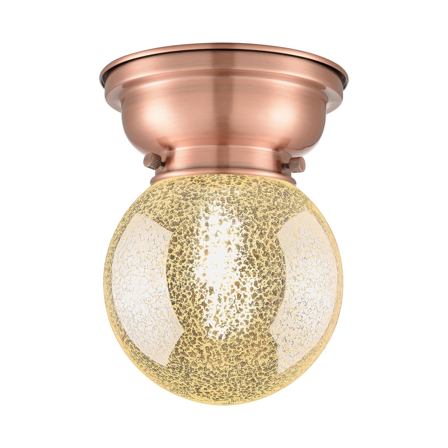 Innovations Beacon 6in 1-Light Flush Mount | Industrial Antique Copper Steel and Mercury Seeded Glass | Hallway & Bathroom | 6 x | Model 623-1F-AC-G208-6